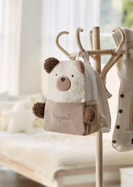 Mayoral Ivory & Beige Teddy Bear Backpack