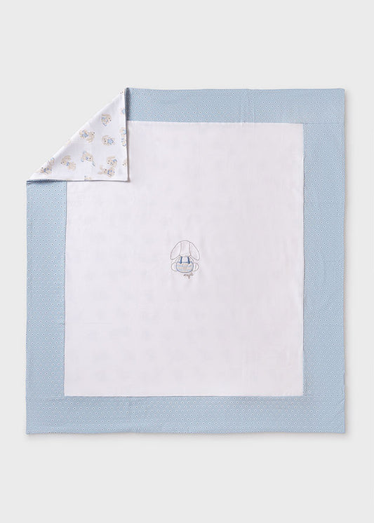 Mayoral Blue & Ivory Cotton Baby Blanket