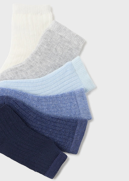Mayoral Blue, Grey & Ivory Baby Pack of 6 Socks