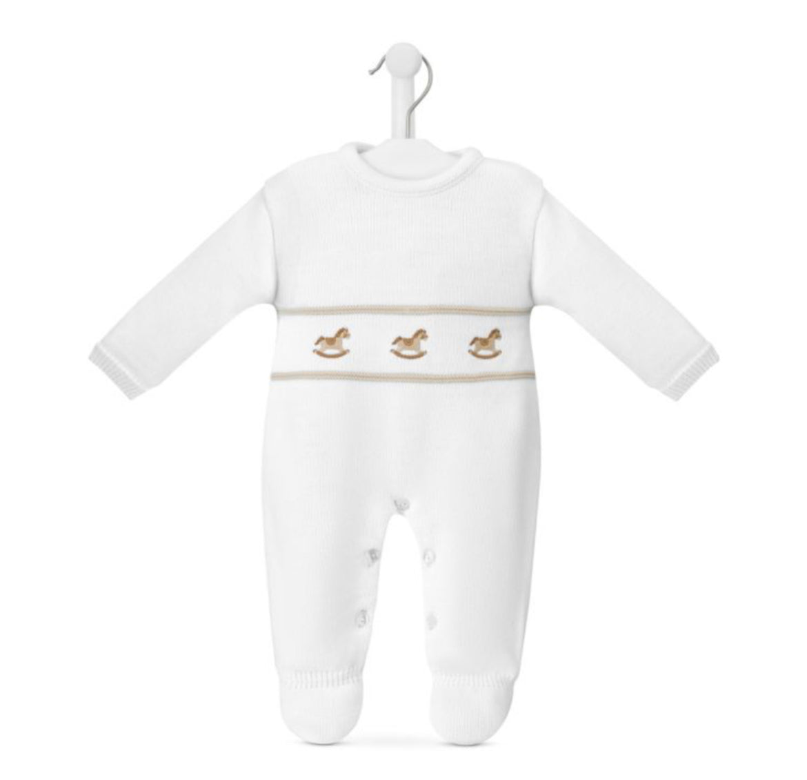 Dandelion Unisex Baby White Rocking Horse Babygrow