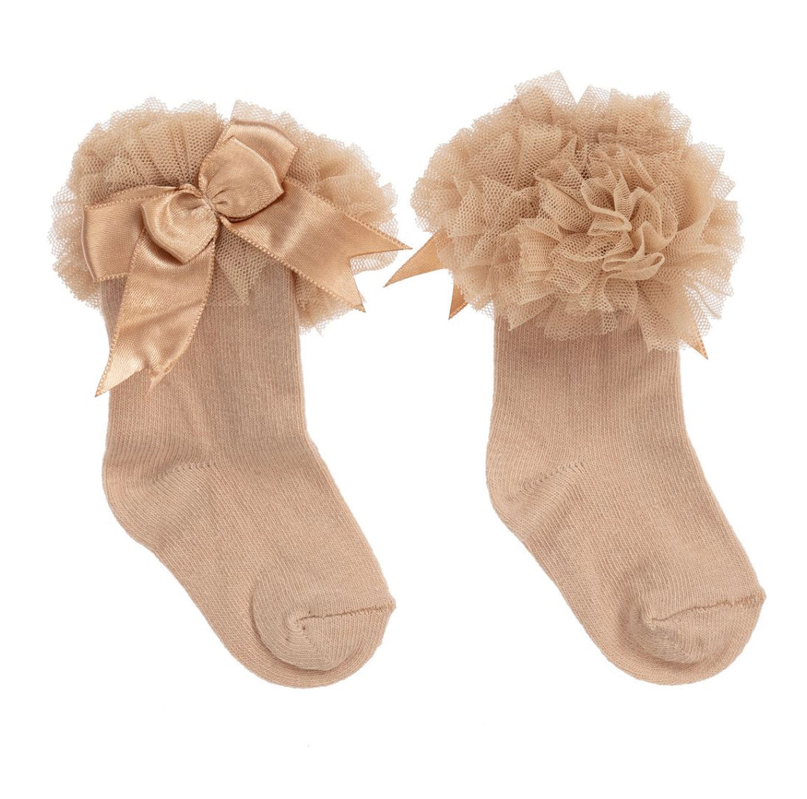 Caramelo Kids Baby Girl Knee High Tutu Socks Pink, Camel, Red or Black 0-6m