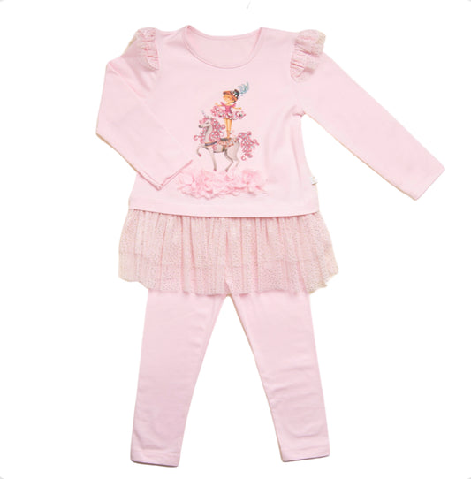 Caramelo Kids Girls Pink Circus Legging Set