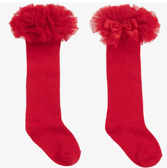 Caramelo Kids Baby Girl Knee High Tutu Socks Pink, Camel, Red or Black 0-6m