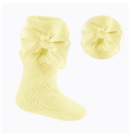 Baby Girls Yellow Knee High Bow Socks