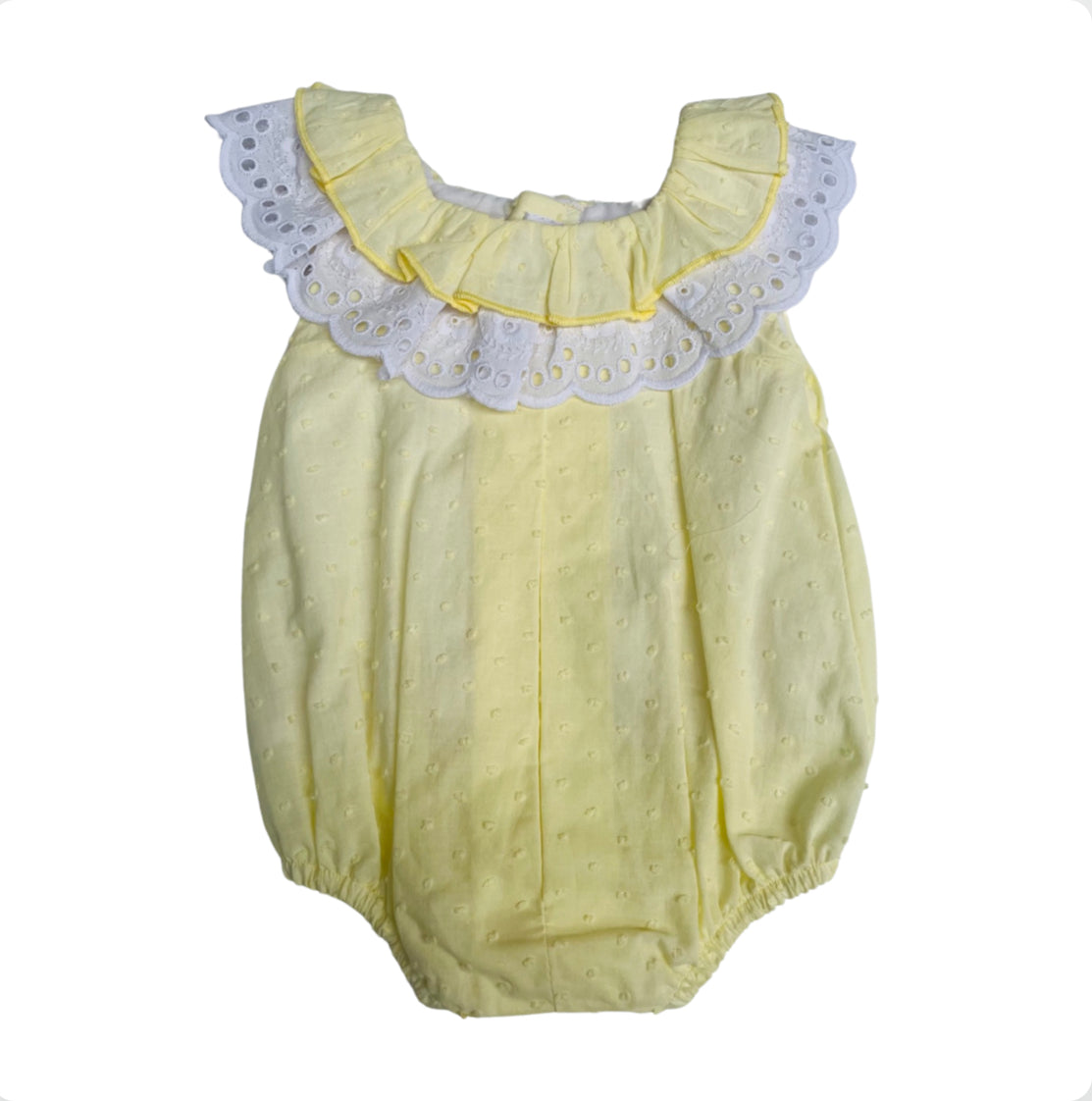 Lor Miral Baby Girl Yellow Cotton Romper