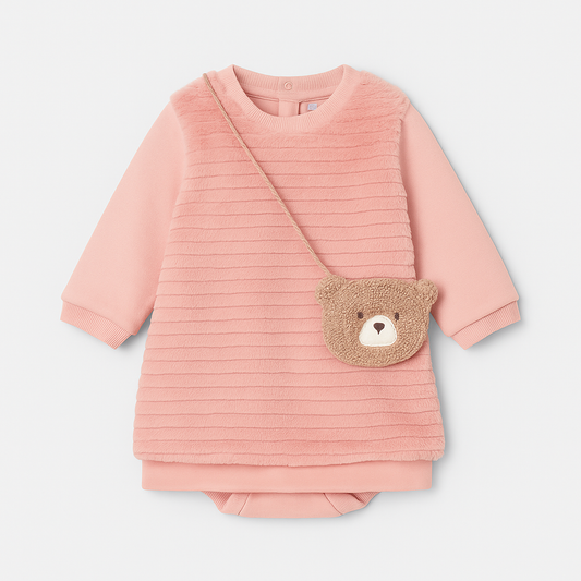 Mayoral Girls Pink Jumper Dress with Bag