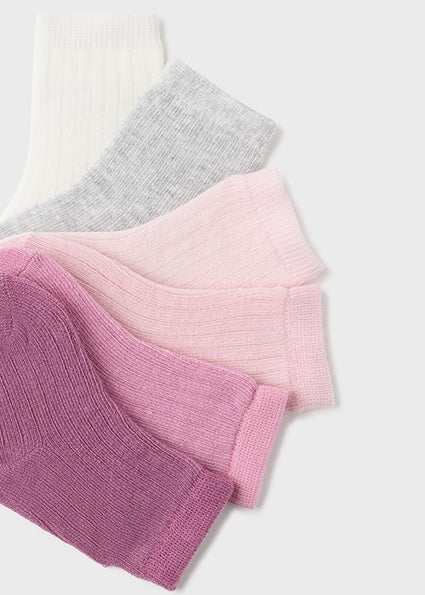 Mayoral Pink, Grey & Ivory Baby Pack of 6 Socks