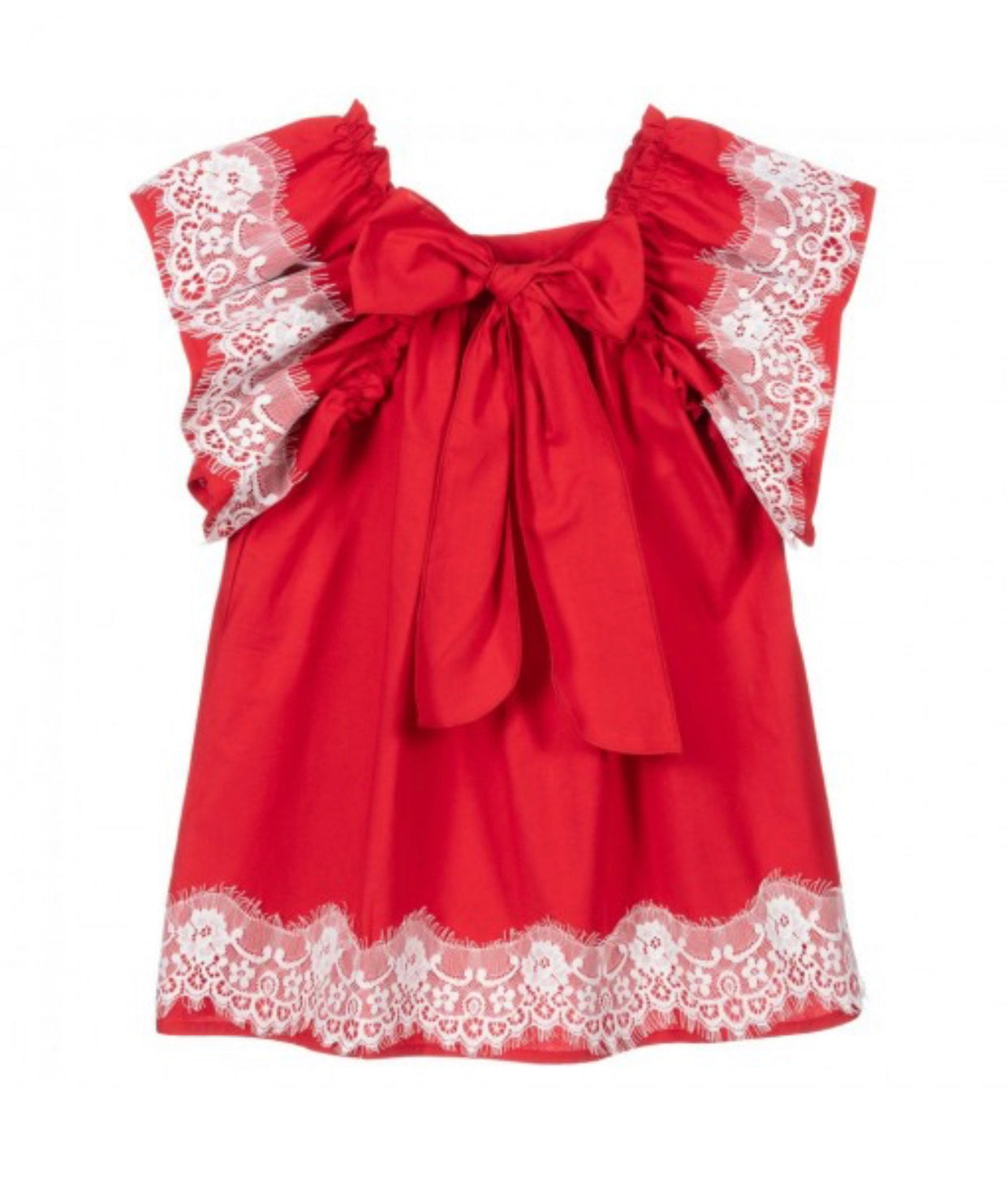 Phi Clothing Girls Red & White Lace Dress
