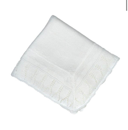 Baby Blanket/Shawl edged in White, Pink or Blue