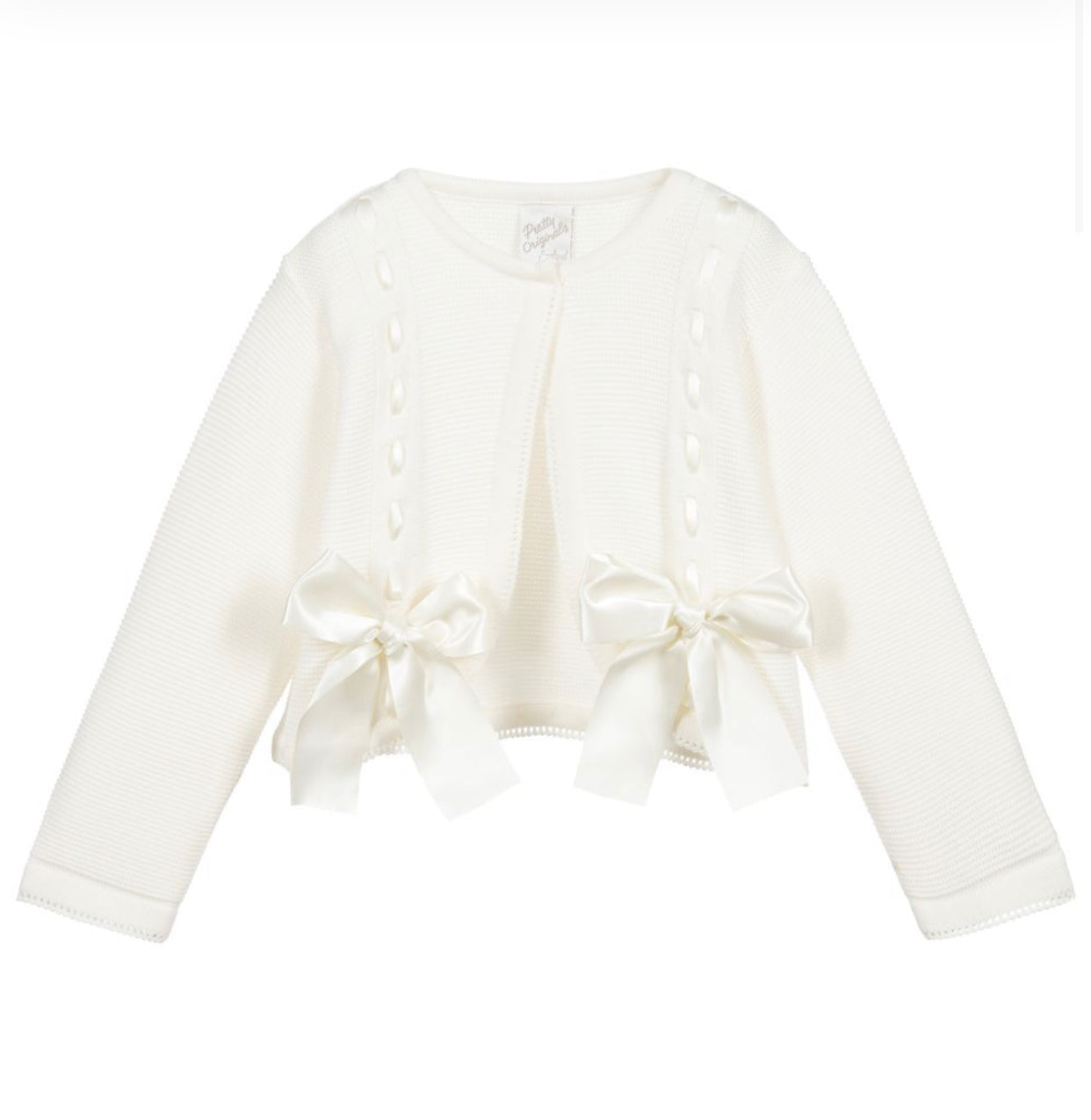 Pretty Originals Girls White Bow Cardigan