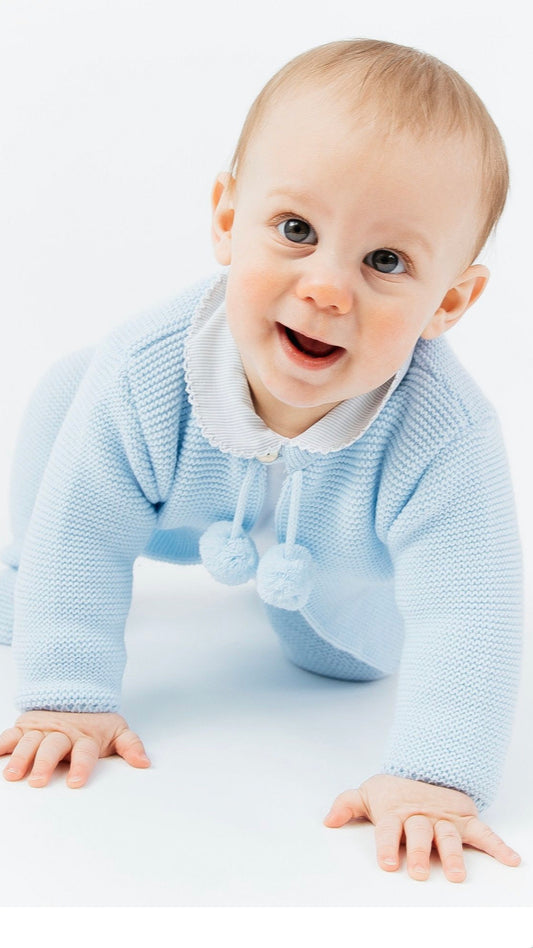 Dandelion Baby Boy Blue Pom Knit Set