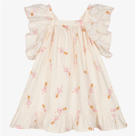 Phi Clothing Girls Ivory & Pink Ballerina Dress