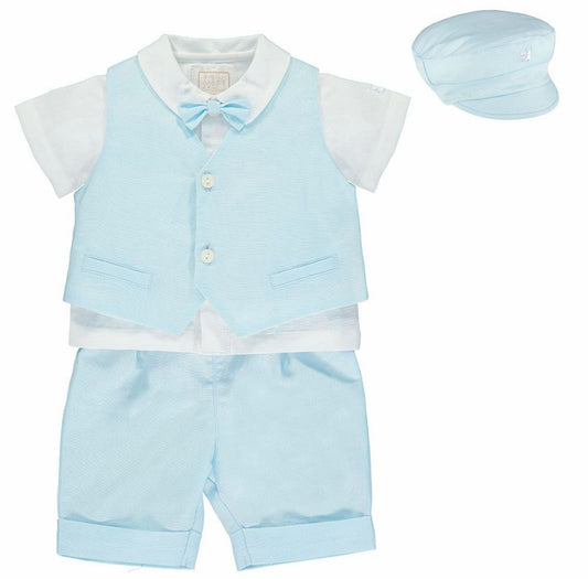 Emile et Rose Perry Boys 4 piece Blue & Ivory Set