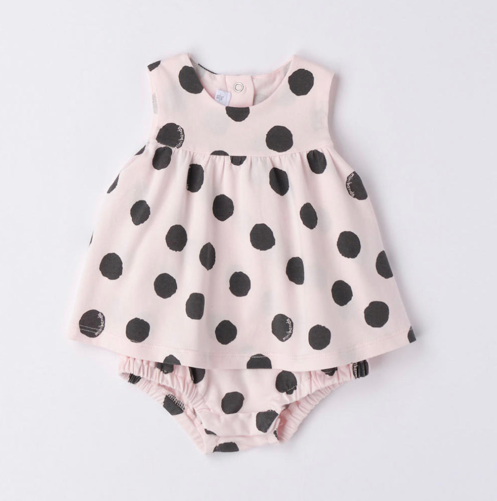 Minibanda Baby Girl Pink Polka Dot Dress