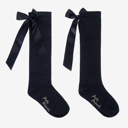 Pretty Originals Girls Navy Knee High Socks