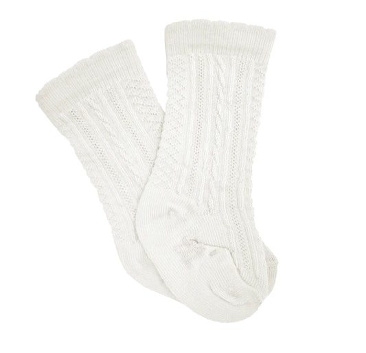 Pretty Originals Ivory Ribbed Knee High Socks