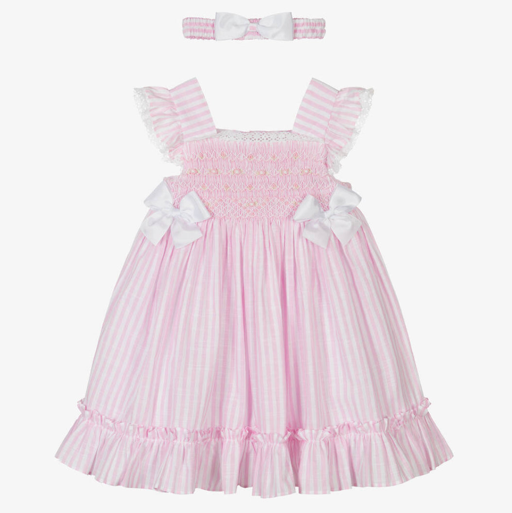 Pretty Originals Girls Pink Stripe Dress Set