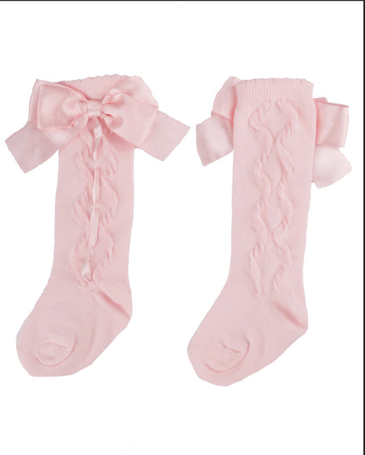 Caramelo Kids Pink Knee High Bow socks