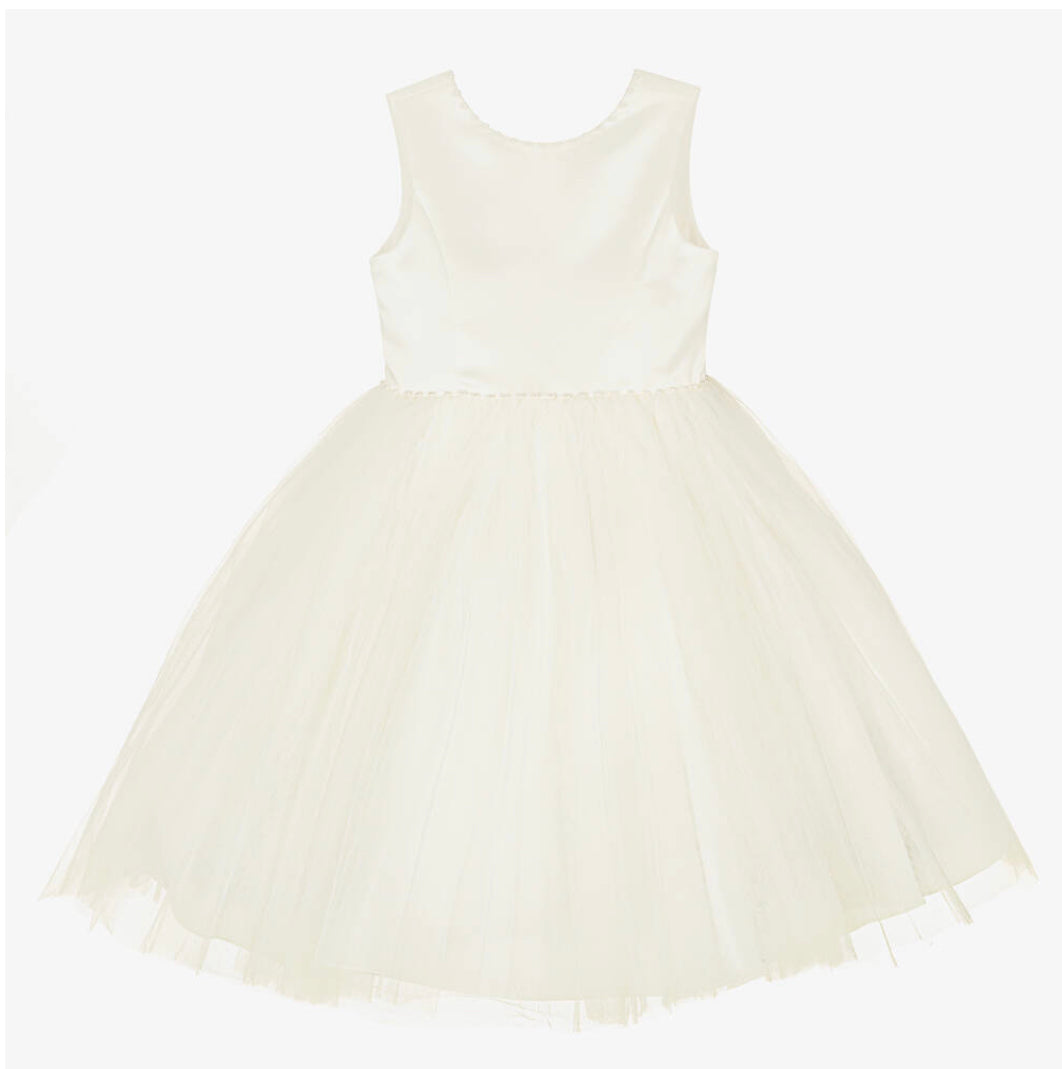 Sarah Louise Girls Ivory Satin & Tulle Occasion Dress