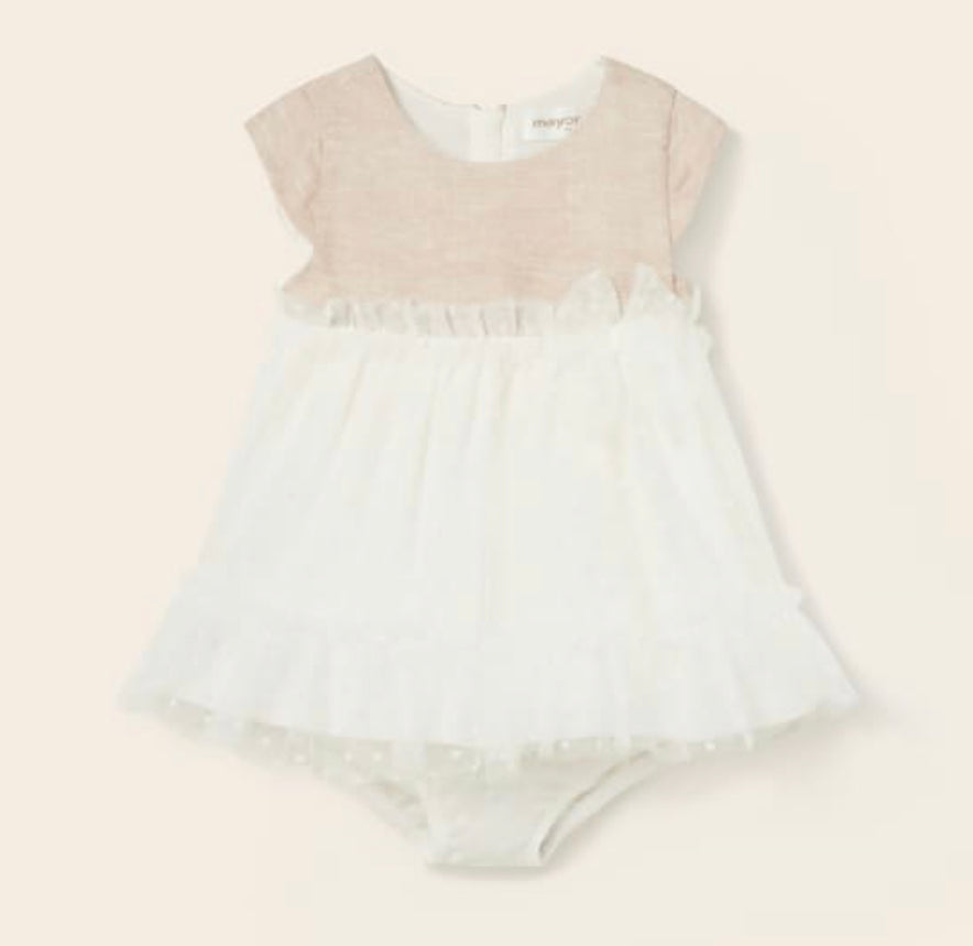 Mayoral Baby Girl Ivory & Beige Dress