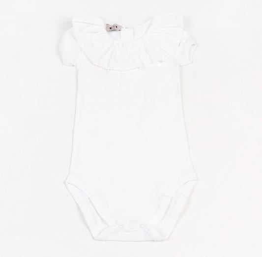 Phi Clothing Baby Girl White Ruffle Collar Bodysuit