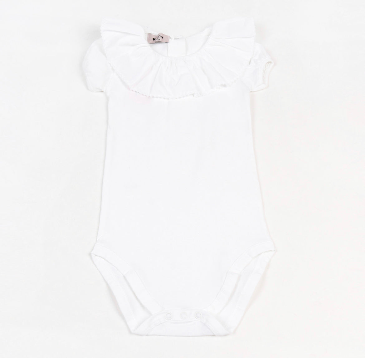 Phi Clothing Baby Girl White Ruffle Collar Bodysuit