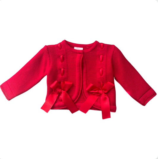 Pretty Originals Girls Red Bow Cardigan