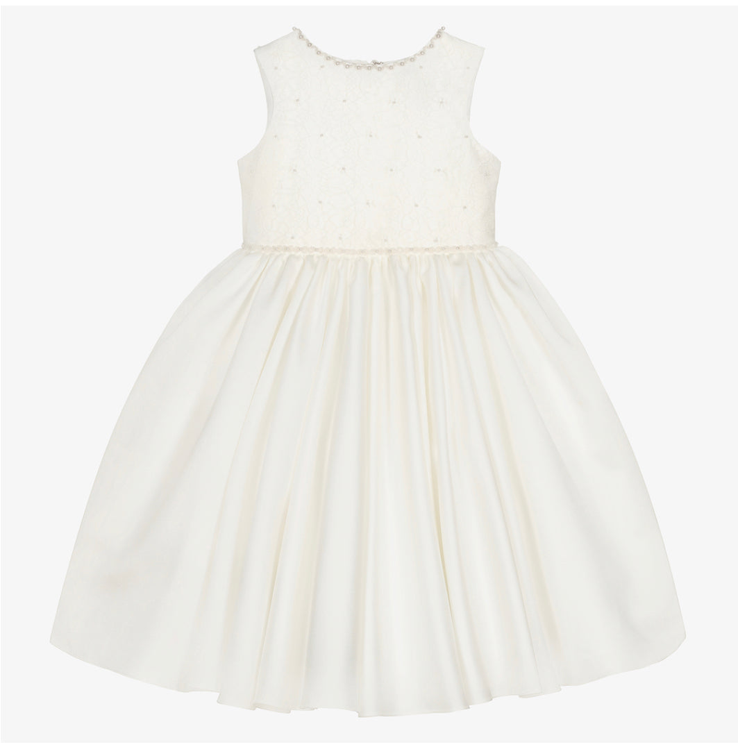 Sarah Louise Girls Ivory Lace & Satin Occasion Dress