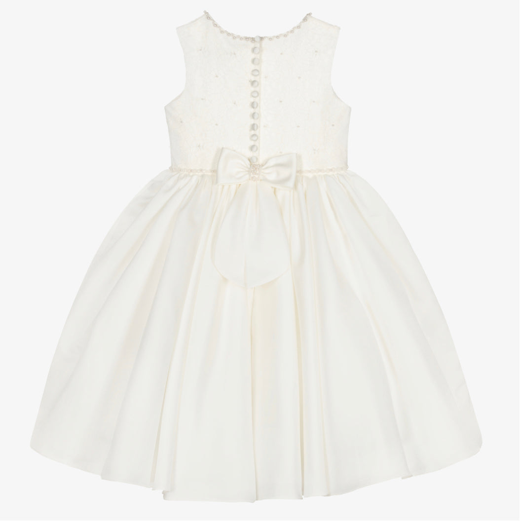 Sarah Louise Girls Ivory Lace & Satin Occasion Dress