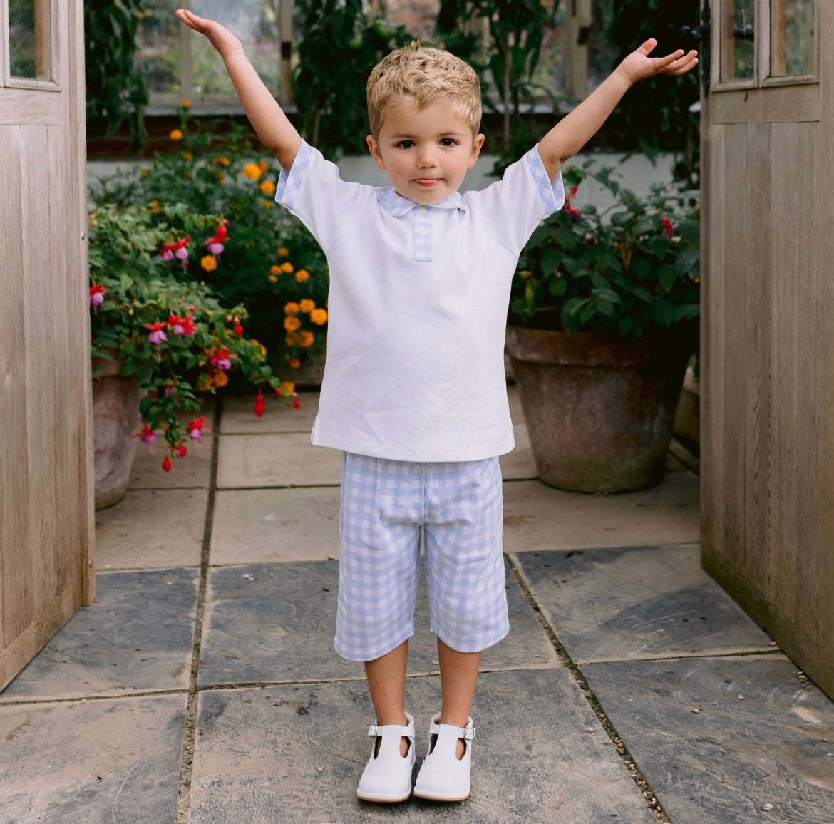 Emile et Rose Doyle Boys Blue & White Shorts Set