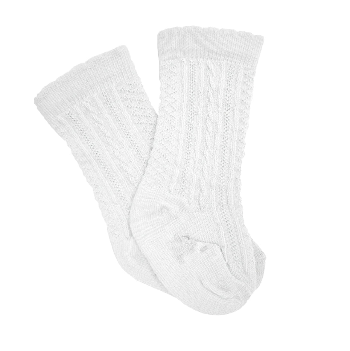 Pretty Originals White Ribbed Knee High Socks