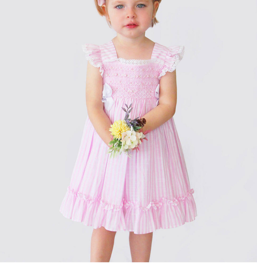 Pretty Originals Girls Pink Stripe Dress Set