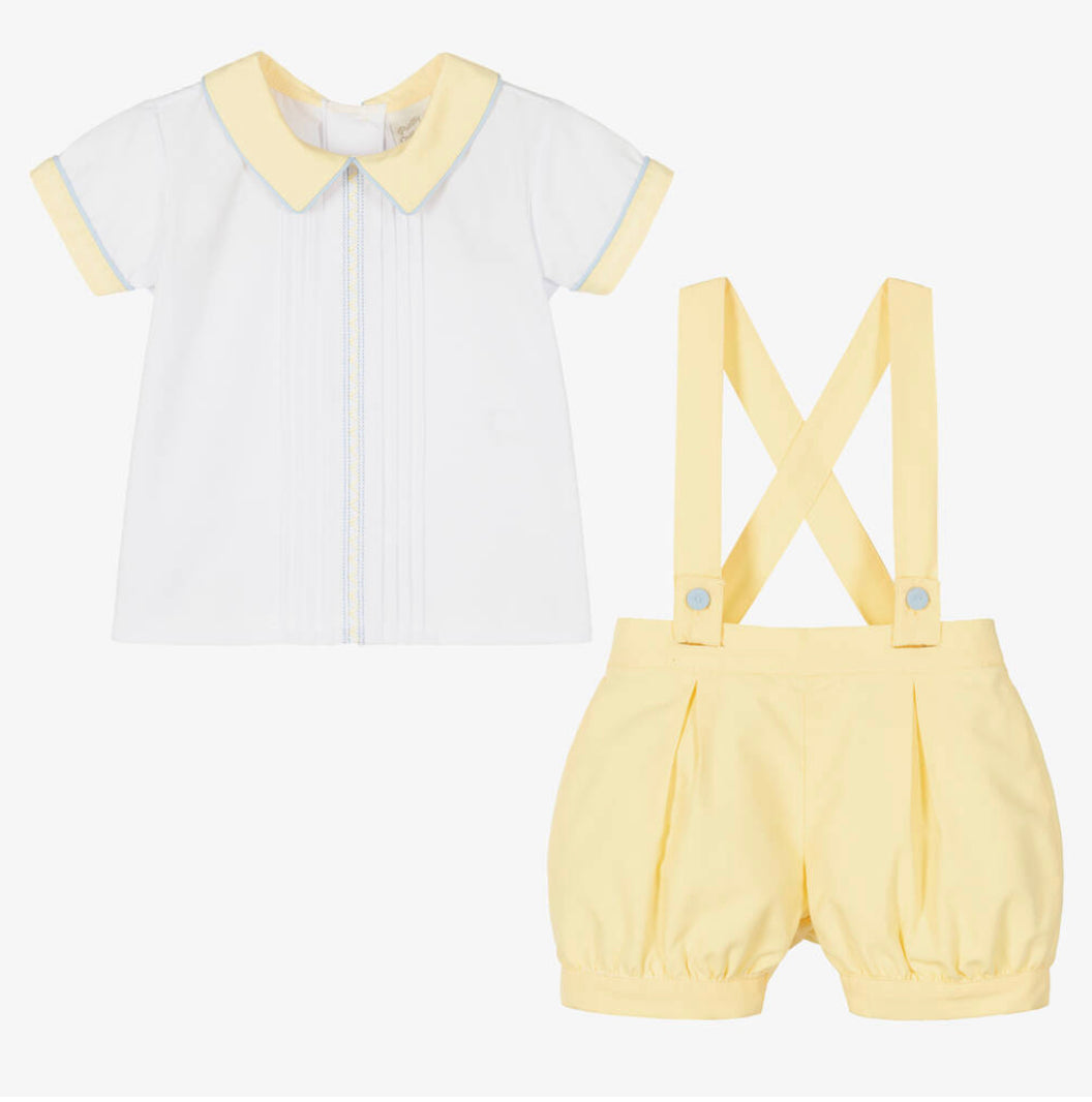 Pretty Originals Baby Boy Yellow & White Shorts Set