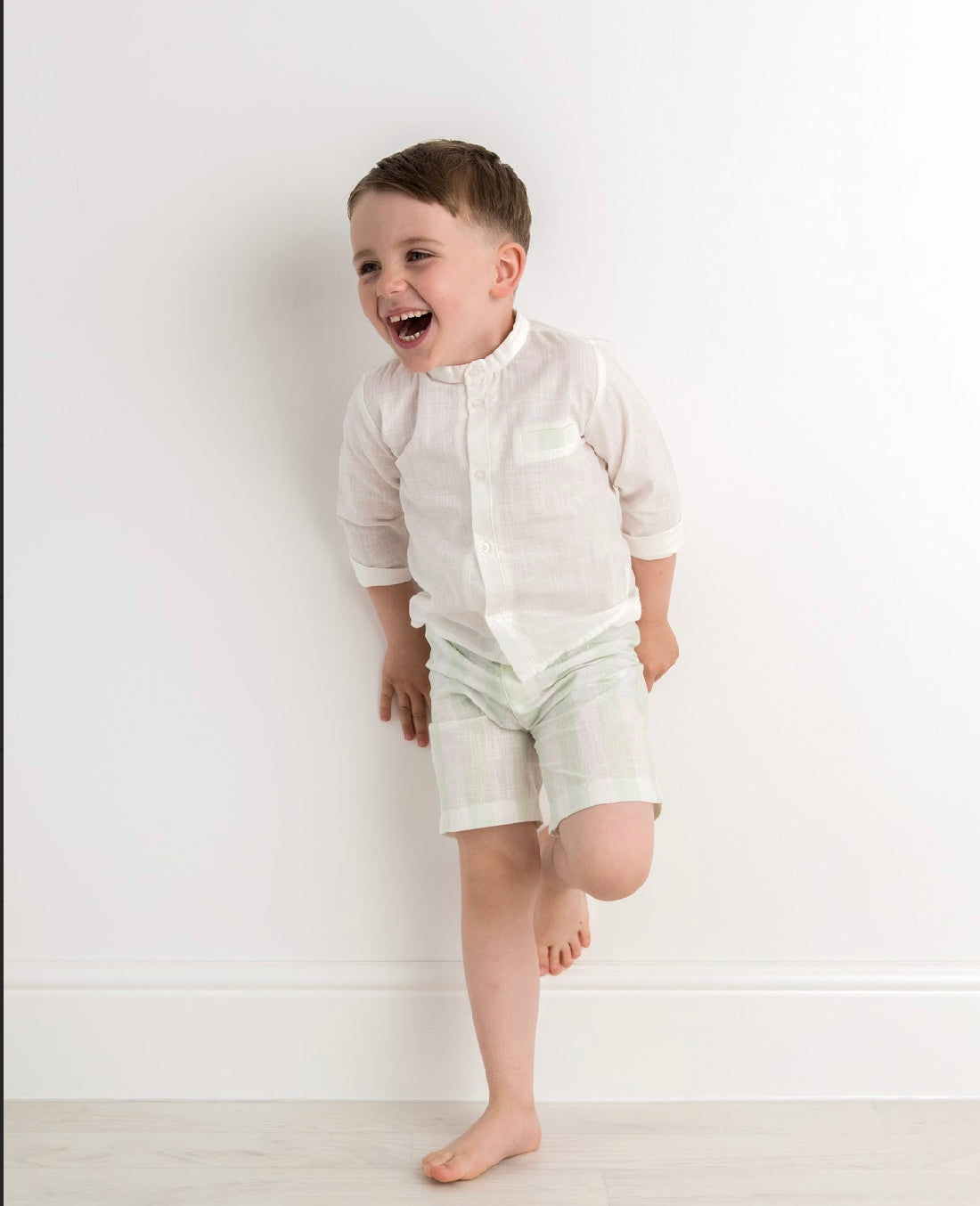 Caramelo Kids Boys Mint & Ivory Shorts Set
