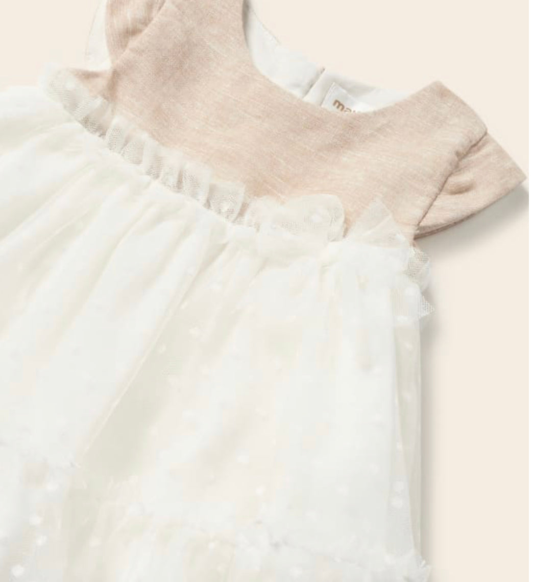 Mayoral Baby Girl Ivory & Beige Dress