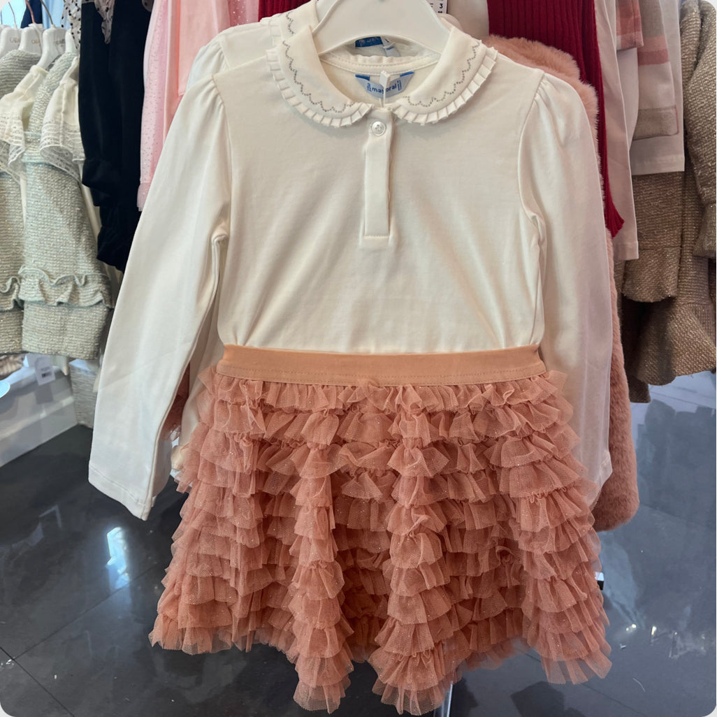 Mayoral Girls Pink Tulle Skirt Set