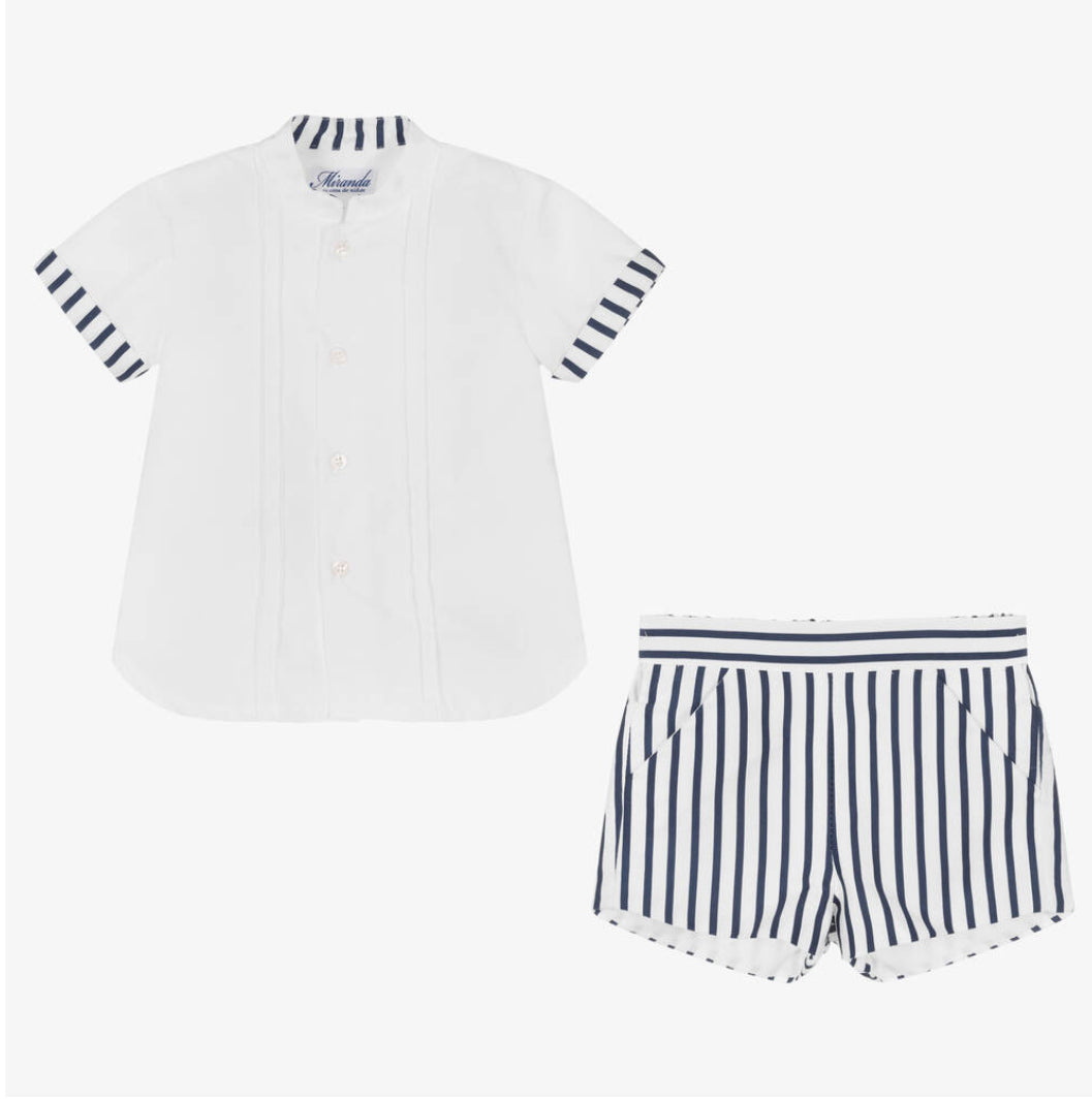 Miranda Boys Navy & White Shorts Set