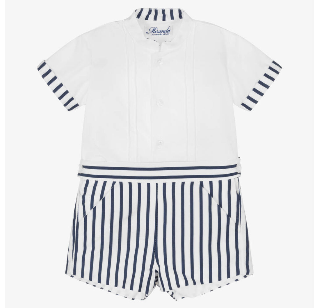 Miranda Boys Navy & White Shorts Set