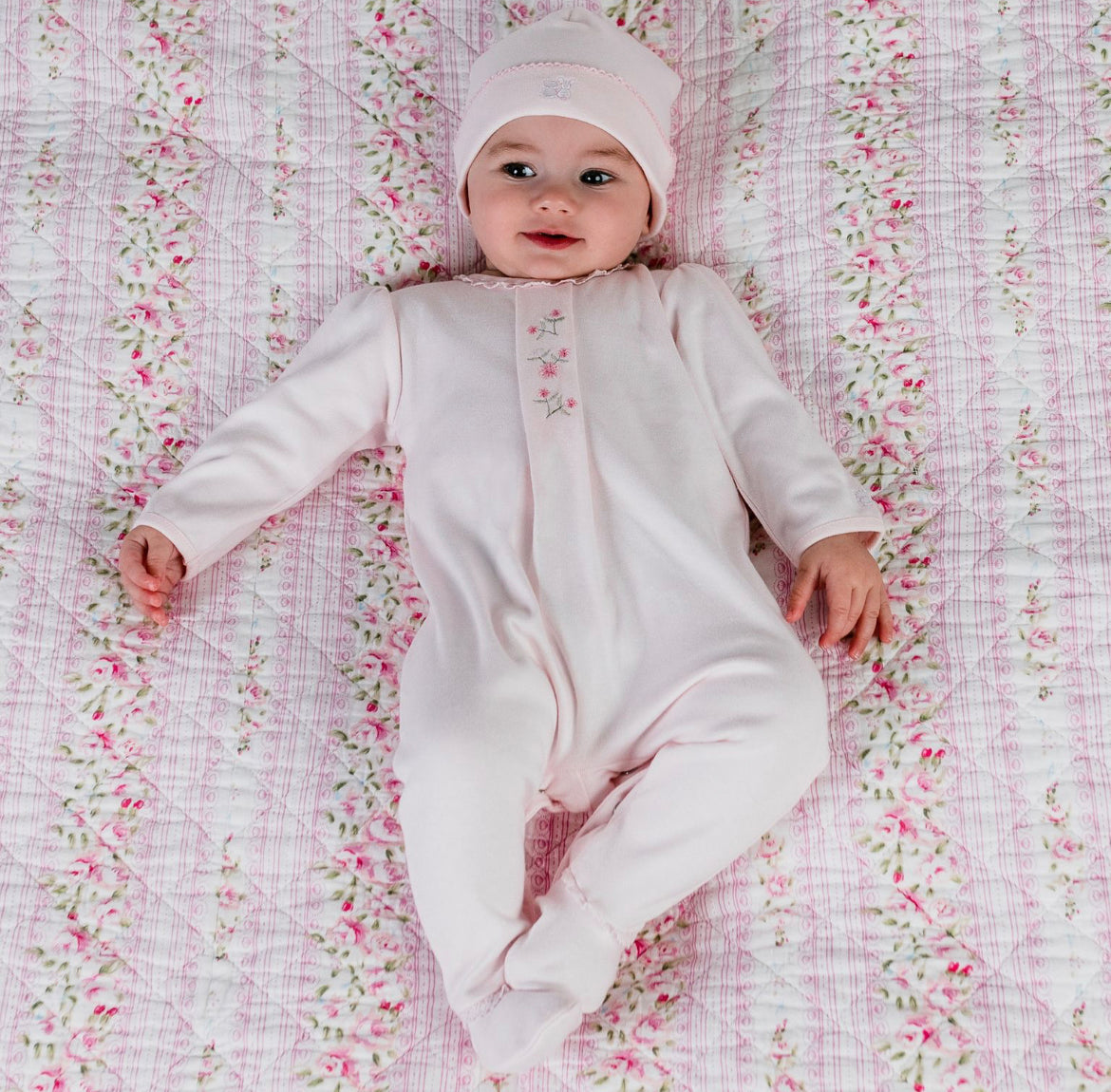 Emile et Rose Delta Baby Girl Pink Babygrow & Hat Set