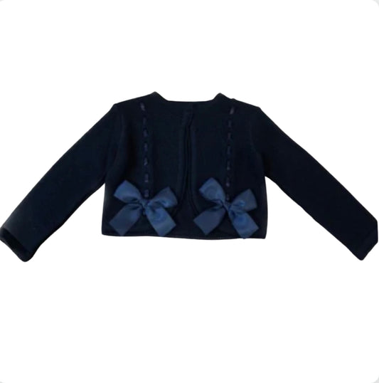 Pretty Originals Girls Navy Bow Cardigan