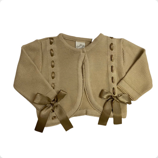 Pretty Originals Girls Camel Bow Cardigan