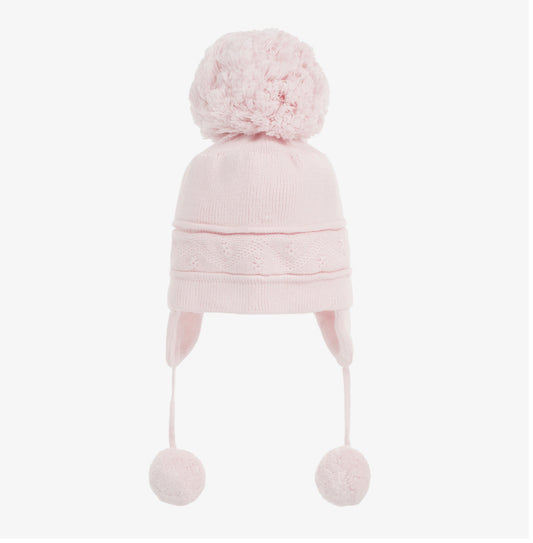 Emile et Rose Pink Cotton Pom Pom Hat