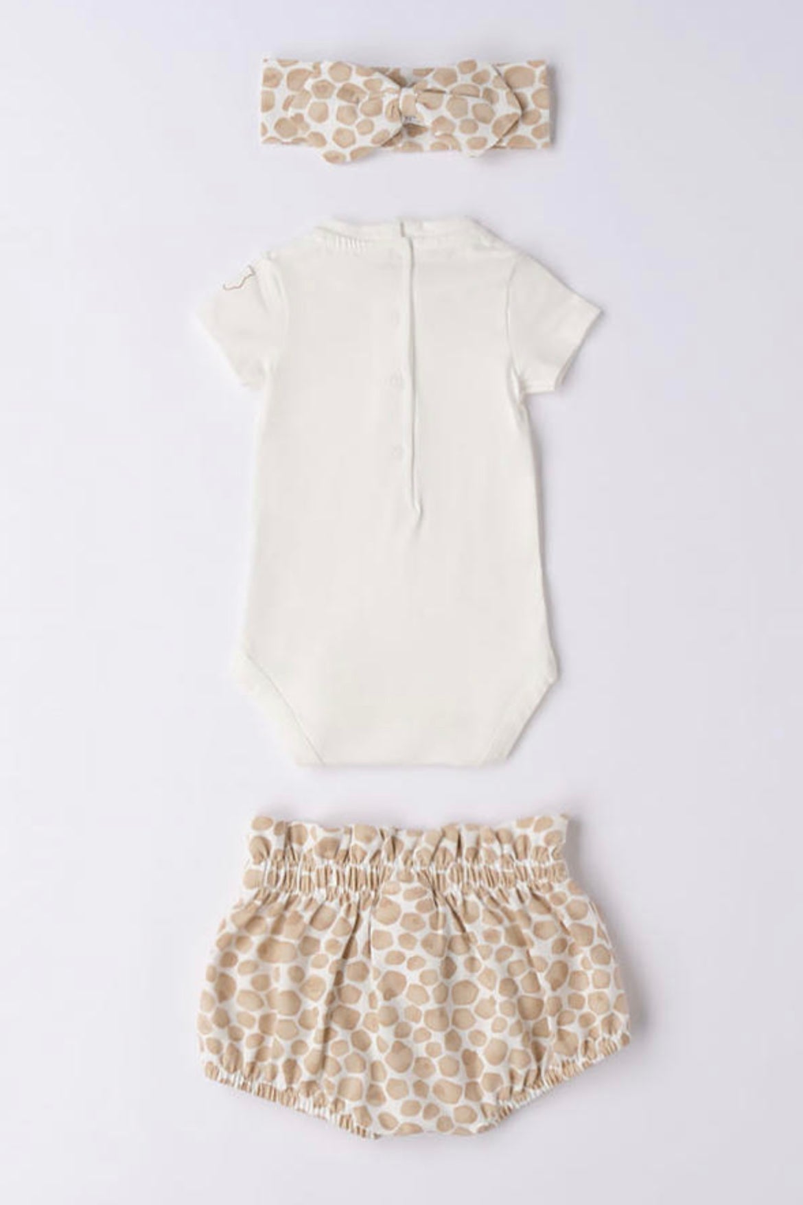 Minibanda Baby Girl Ivory & Tan 3 Piece Outfit