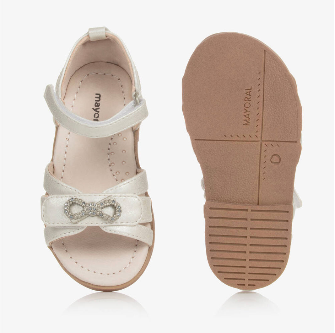 Mayoral Girls Pearlescent Ivory Sandals