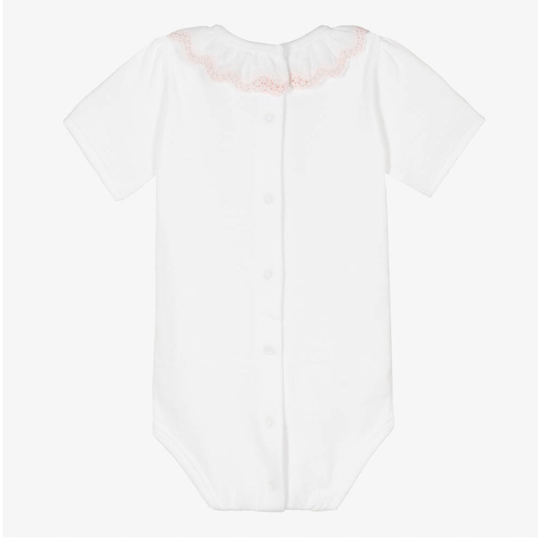 Babidu Baby Girl WHITE Large Frill Cotton Bodysuit