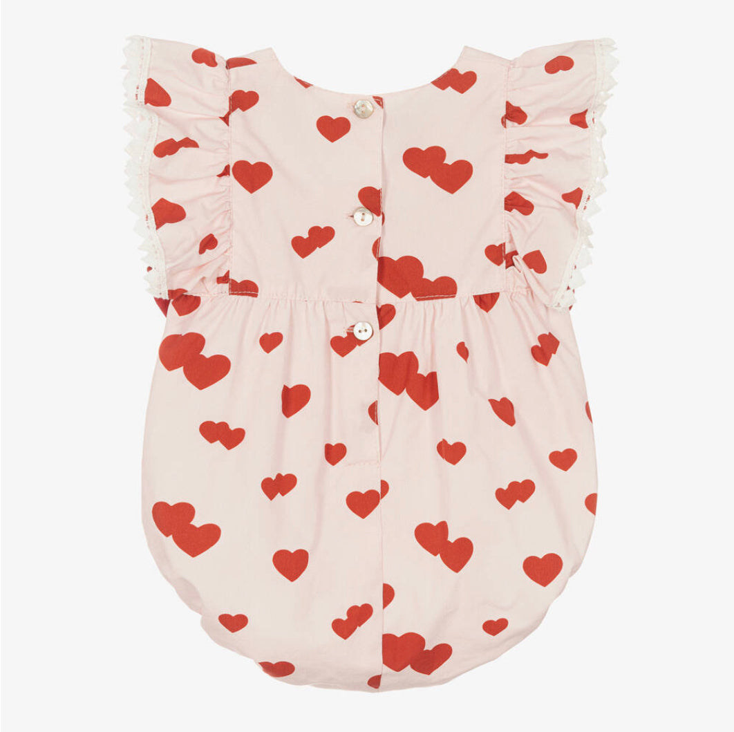Phi Clothing Baby Girl Pink & Red Heart Romper