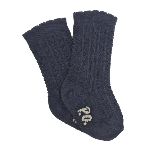 Pretty Originals Navy Ribbed Knee High Socks