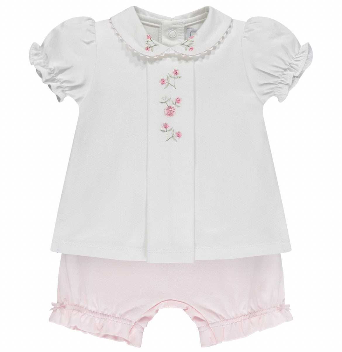 Emile et Rose Delores Baby Girl Pink & White Shorts Set