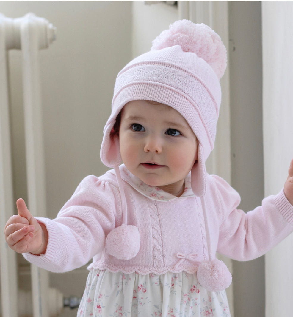 Emile et Rose Pink Cotton Pom Pom Hat