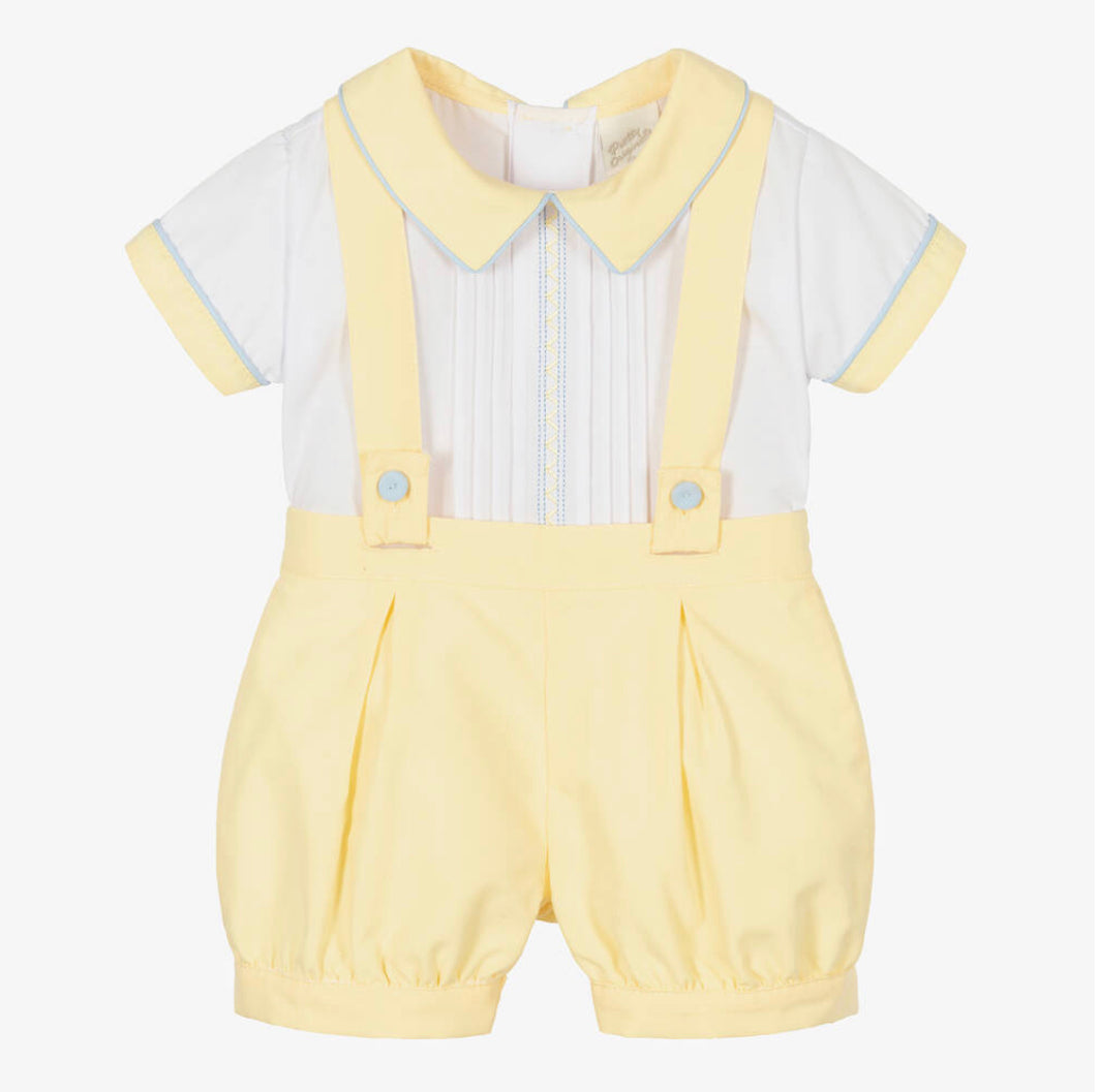 Pretty Originals Baby Boy Yellow & White Shorts Set